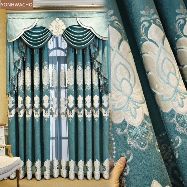 curtain & drapes custom european-style hollow embroidered green thick chenille cloth blackout valance tulle panel c164 
curtain & drapes custom european-style hollow embroidered green thick chenille cloth blackout valance tulle panel c164