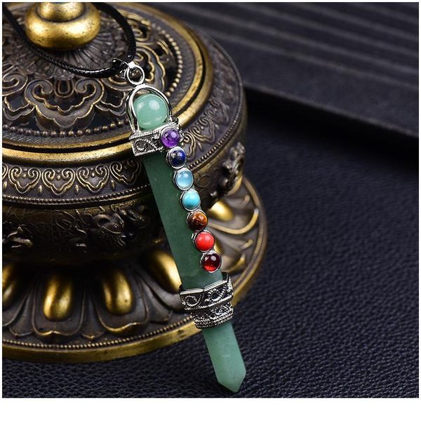 1pc natural stone pencil point pendulum for dowsing 7 chakra wand reiki quartz crystal pendant pendulo meditation spirit qylqwe, Black
1pc natural stone pencil point pendulum for dowsing 7 chakra wand reiki quartz crystal pendant pendulo meditation spirit qylqwe, Black