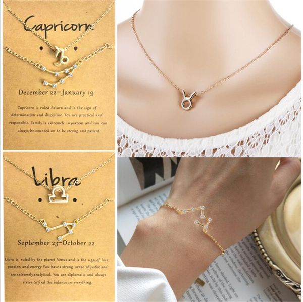 12 constellation necklaces rhinestone bracelet sets constellation paper card jewellery set fashionable gifts for women lovers, Silver
12 constellation necklaces rhinestone bracelet sets constellation paper card jewellery set fashionable gifts for women lovers, Silver