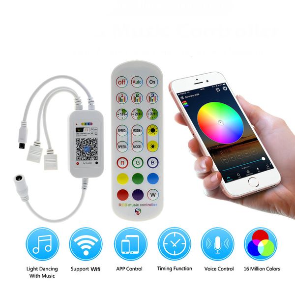 Dc12v Led Rgb Controller Wifi Music Controller Double Output Ir Remote Controller For Led Rgb Strip