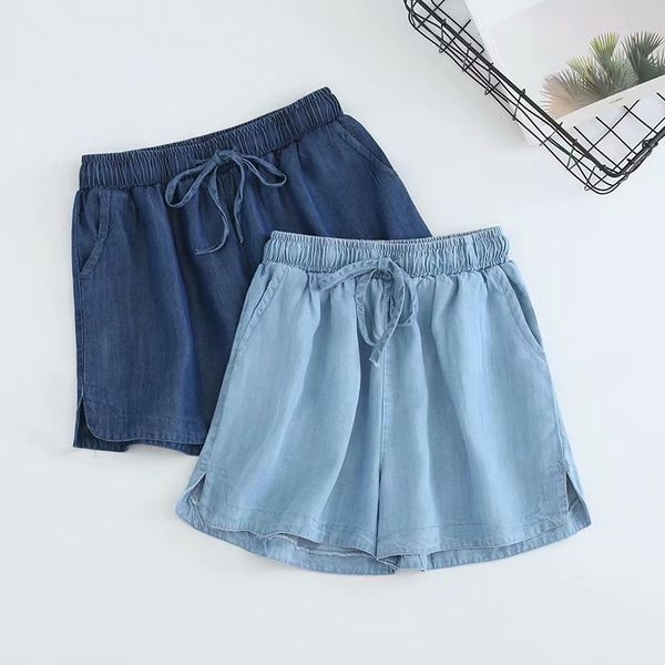 d0375-wind women's clothing summer 2019 new elastic waist drawstring split tencel denim shorts, Blue
d0375-wind women's clothing summer 2019 new elastic waist drawstring split tencel denim shorts, Blue