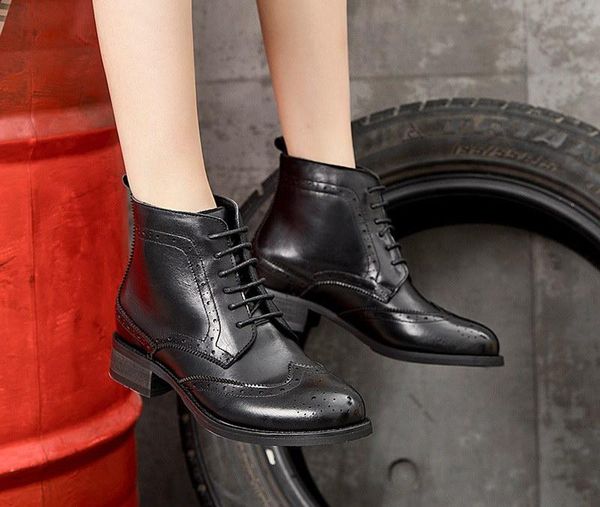 errfc fashion forward fall winter womens ankle boots lace up ladies brogue shoes for woman short leather boots size 35-40, Black
errfc fashion forward fall winter womens ankle boots lace up ladies brogue shoes for woman short leather boots size 35-40, Black