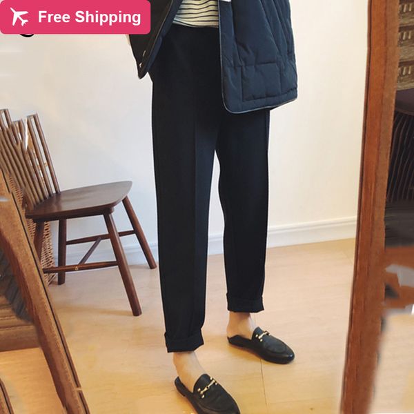 casual female black in a straight line suit ladies'pants spring hare wool high waist plus thick office ladies formal wear, Black;white
casual female black in a straight line suit ladies'pants spring hare wool high waist plus thick office ladies formal wear, Black;white
