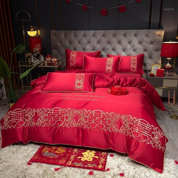 red wedding embroidery 60s satin washed silk bedding set cotton duvet cover bed linen fitted sheet pillowcases bedclothes1
red wedding embroidery 60s satin washed silk bedding set cotton duvet cover bed linen fitted sheet pillowcases bedclothes1