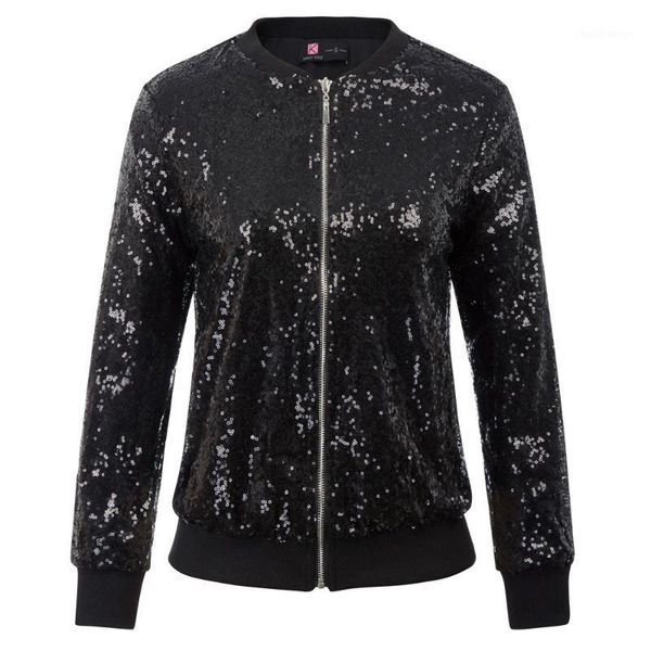 kk women sparkling sequins baseball jacket coat long sleeve stand collar zip-up zipper fastening front long sleeve1, Black;brown
kk women sparkling sequins baseball jacket coat long sleeve stand collar zip-up zipper fastening front long sleeve1, Black;brown
