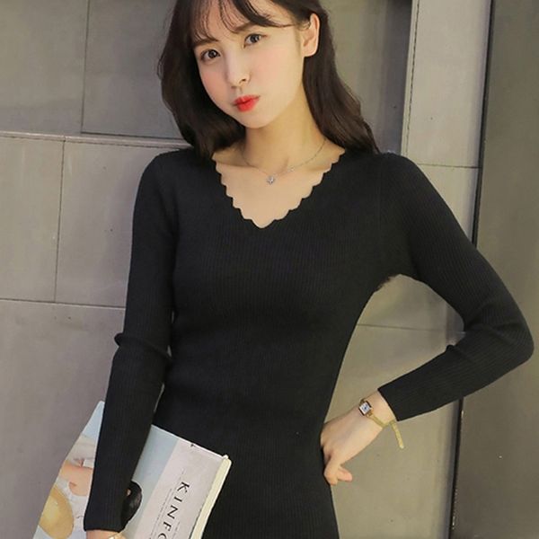 sueter mujer invierno spring autumn winter women sweaters and pullovers v neck long sleeve solid slim pull femme y200910, White;black
sueter mujer invierno spring autumn winter women sweaters and pullovers v neck long sleeve solid slim pull femme y200910, White;black