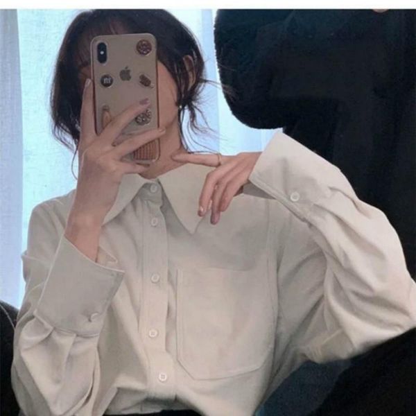 2021 women autumn winter elegant shirt lady solid long sleeve square collar loose female casual single breasted blouse f179, White
2021 women autumn winter elegant shirt lady solid long sleeve square collar loose female casual single breasted blouse f179, White