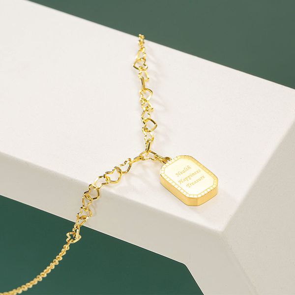2020 retro classic english letter geometry square brand titanium steel versatile short clavicle chain accessories, Silver
2020 retro classic english letter geometry square brand titanium steel versatile short clavicle chain accessories, Silver