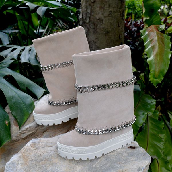 thick platform ladies soles double chains spring growing calf height mid-calf women's suede cow slide in fashion boots otk2, Black
thick platform ladies soles double chains spring growing calf height mid-calf women's suede cow slide in fashion boots otk2, Black