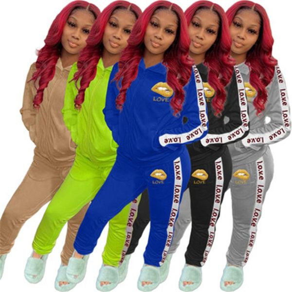 womens lips love embroidery suits fashion trend long sleeve zipper pants tracksuits designer female spring slim casual letter 2pcs sets, Gray
womens lips love embroidery suits fashion trend long sleeve zipper pants tracksuits designer female spring slim casual letter 2pcs sets, Gray
