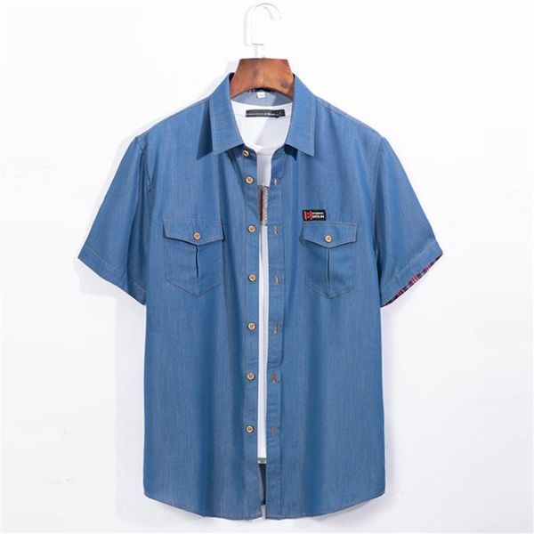plus size 5xl 6xl denim shirt men short sleeve casual loose jean shirts thin summer chemise homme xl5046, White;black
plus size 5xl 6xl denim shirt men short sleeve casual loose jean shirts thin summer chemise homme xl5046, White;black