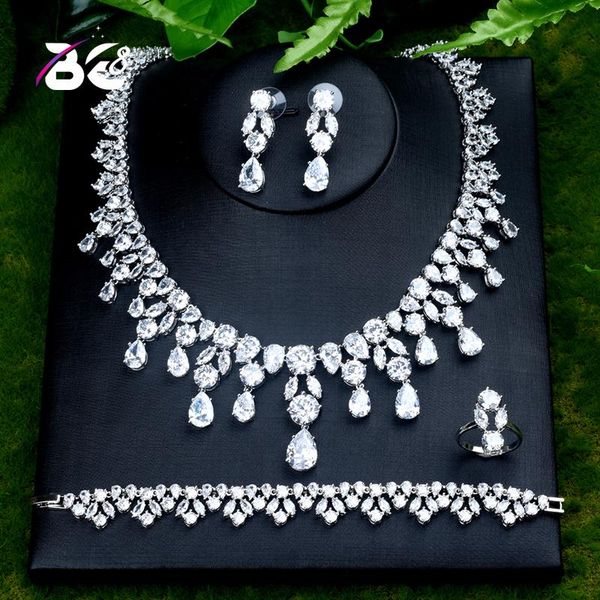 be 8 crystal cubic zirconia necklace earrings 4pcs set elegant jewelry for women african beads jewelry set s411, Silver
be 8 crystal cubic zirconia necklace earrings 4pcs set elegant jewelry for women african beads jewelry set s411, Silver