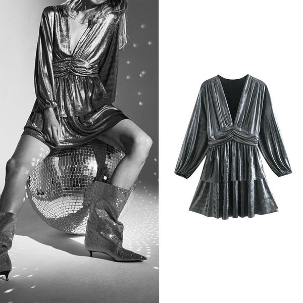 autumn dress women stacked decorative mini dress women v-neck lantern sleeve fashion, Black;gray
autumn dress women stacked decorative mini dress women v-neck lantern sleeve fashion, Black;gray