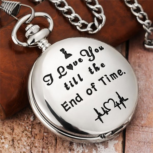 personalized design creative pocket watch i love you till the end of time quartz watches pendant chain gift to lover, Slivery;golden
personalized design creative pocket watch i love you till the end of time quartz watches pendant chain gift to lover, Slivery;golden