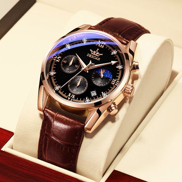 stainless bracelet quartz 42mm chronograph a red watches hands markings steel fixed grade bezel with mens tachymeter showing ring h jsoi, Slivery;brown