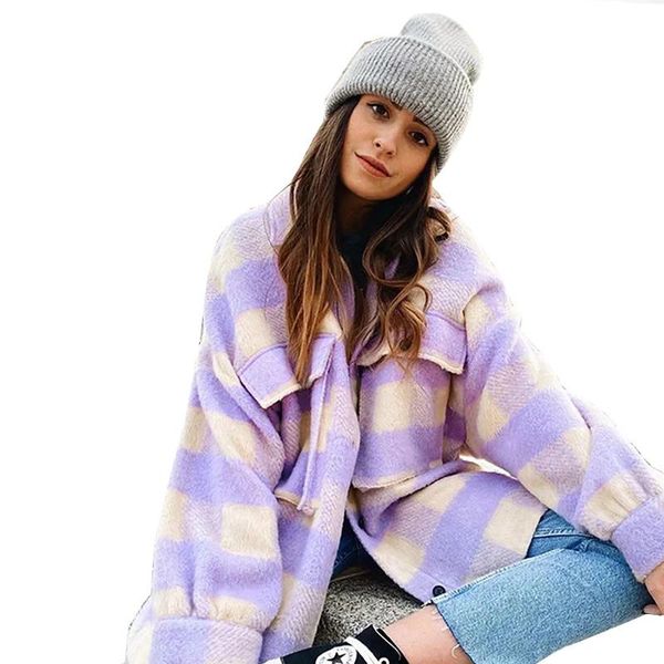 women's wool & blends 2021 winter women jacket overcoat warm woolen plaid coat oversize thick coats female streetwear sobrecamisa mujer, Black
women's wool & blends 2021 winter women jacket overcoat warm woolen plaid coat oversize thick coats female streetwear sobrecamisa mujer, Black