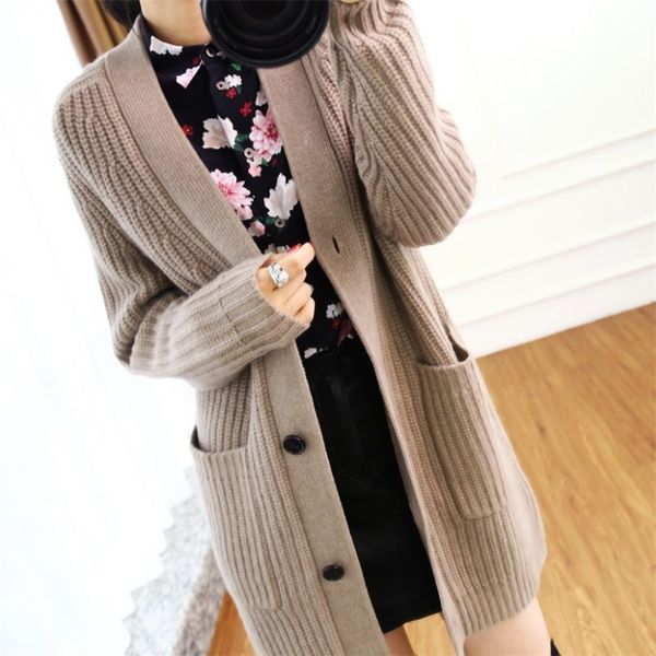 fall winter wool cardigan women's mid-length v-neck sweater loose thick cashmere knitted jacket 201222, White;black
fall winter wool cardigan women's mid-length v-neck sweater loose thick cashmere knitted jacket 201222, White;black