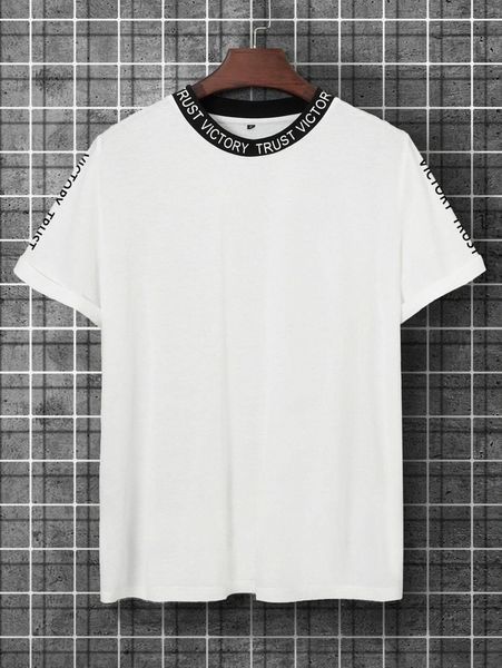 men letter graphic contrast trim tee z8xv#, White;black
men letter graphic contrast trim tee z8xv#, White;black