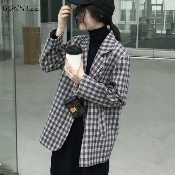 women's suits & blazers women all-match gray plaid single breasted long sleeve retro lady leisure loose pockets coats korean style chic, White;black
women's suits & blazers women all-match gray plaid single breasted long sleeve retro lady leisure loose pockets coats korean style chic, White;black