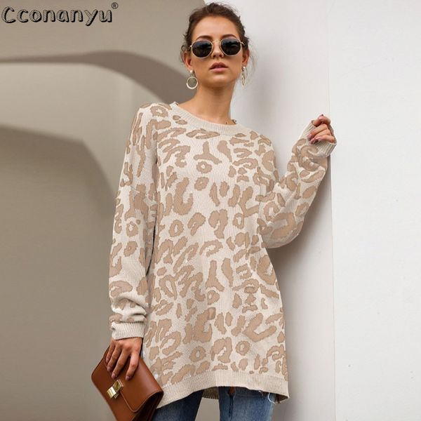 autumn winter clothing ladies long sweater fashion womens loose pullovers and sweaters leopard print knitted sweater lj201127, White;black
autumn winter clothing ladies long sweater fashion womens loose pullovers and sweaters leopard print knitted sweater lj201127, White;black