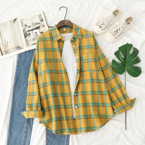 women's blouses & shirts plaid blouse women 2021 fashion cotton blusas korean style chic checked long sleeve plus size female, White
women's blouses & shirts plaid blouse women 2021 fashion cotton blusas korean style chic checked long sleeve plus size female, White