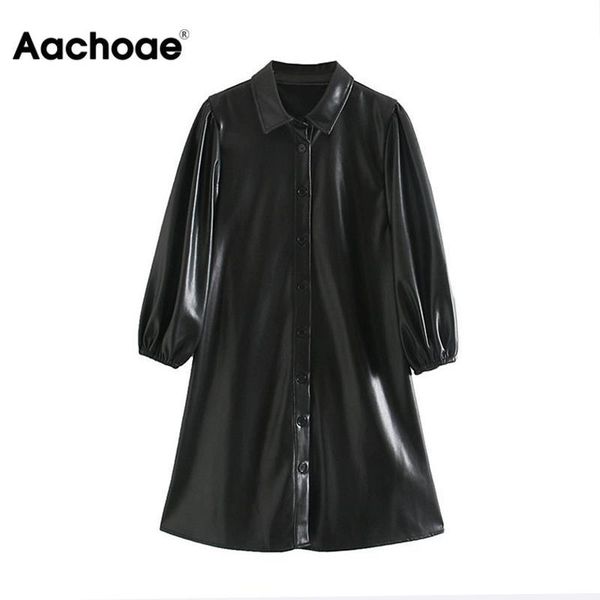 fashion women black color pu leather mini dress lantern long sleeve streetwear female dresses a line turn down collar sundresses y200120, White;black
fashion women black color pu leather mini dress lantern long sleeve streetwear female dresses a line turn down collar sundresses y200120, White;black