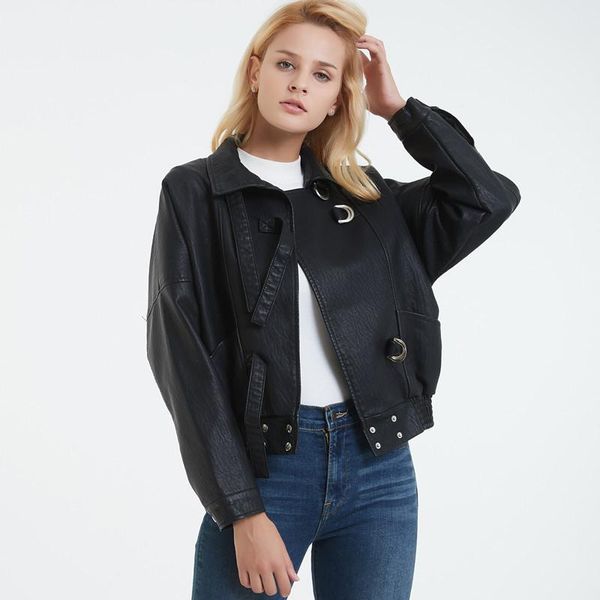 casaco feminino pu causal jacket 2020 new spring autumn long sleeve loose coat fashion black moto leather jackets for women
casaco feminino pu causal jacket 2020 new spring autumn long sleeve loose coat fashion black moto leather jackets for women