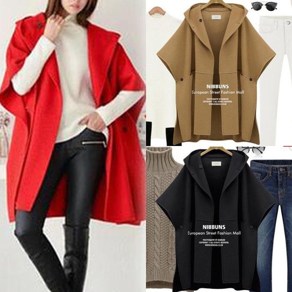women's wool & blends large size women's cloak woolen coat winter long open stitch batwing sleeve windbreaker1, Black
women's wool & blends large size women's cloak woolen coat winter long open stitch batwing sleeve windbreaker1, Black