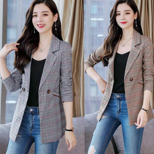 women's suits & blazers women spring autumn elegant stripe slim business wear suit casual plaid jacket plus size blazer coat, White;black
women's suits & blazers women spring autumn elegant stripe slim business wear suit casual plaid jacket plus size blazer coat, White;black