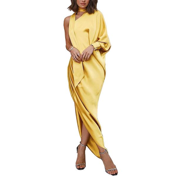women one shoulder dress autumn loose long sleeve split ruched eveing dresses famale solid clothes, Black;gray
women one shoulder dress autumn loose long sleeve split ruched eveing dresses famale solid clothes, Black;gray