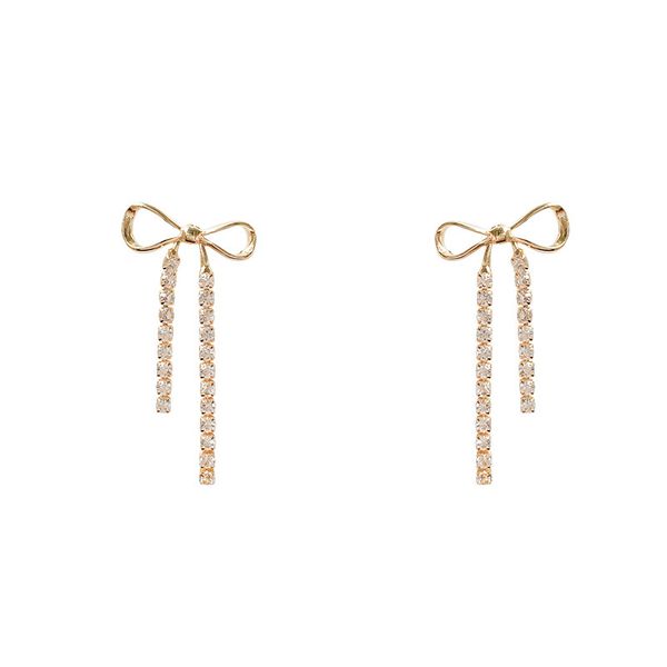 zircon tassel bow earrings female long temperament new fashion earrings simple design temperament earrings, Silver
zircon tassel bow earrings female long temperament new fashion earrings simple design temperament earrings, Silver
