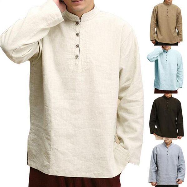 men's casual shirts fall solid color long-sleeved loose shirt trend stand-up collar, White;black
men's casual shirts fall solid color long-sleeved loose shirt trend stand-up collar, White;black