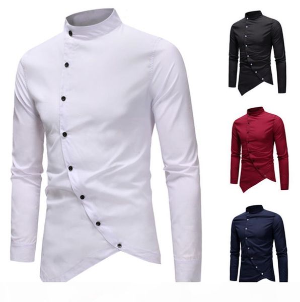 ms incline single breast shirt casual men irregular asymmetry design solid color stand collar long sleeve men dress shirt ing, White;black
ms incline single breast shirt casual men irregular asymmetry design solid color stand collar long sleeve men dress shirt ing, White;black