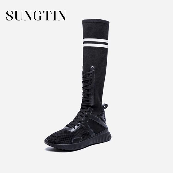 sungtin 2020 new spring autumn women boots ladies lace up casual knitted knee high boots student black white cute flat boot1
sungtin 2020 new spring autumn women boots ladies lace up casual knitted knee high boots student black white cute flat boot1
