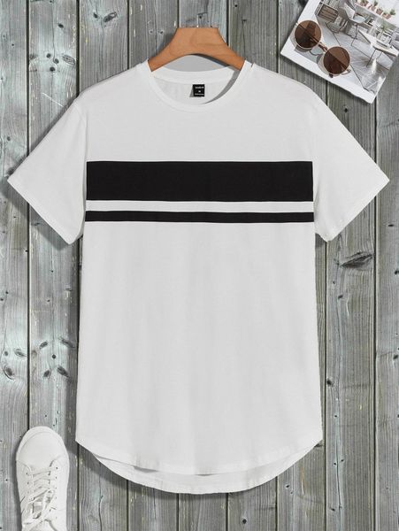 men curved hem colorblock tee w0ir#, White;black 
men curved hem colorblock tee w0ir#, White;black
