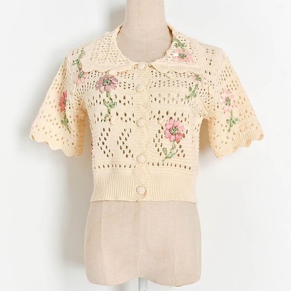 2021 summer crochet sleeves cardigans peter sweet collar hollow out elegant lady short floral qiqe, White;black
2021 summer crochet sleeves cardigans peter sweet collar hollow out elegant lady short floral qiqe, White;black
