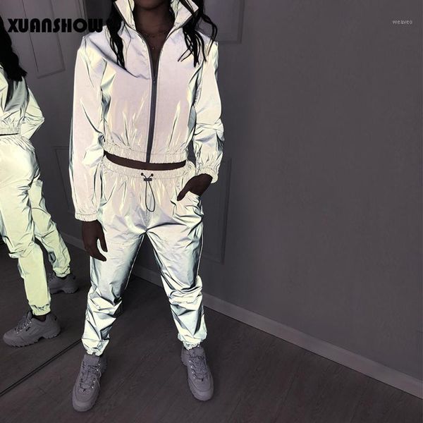 women windbreak set reflective two piece set casual hip hop jackets night light clothes long pant suit 2020 plus size1, White
women windbreak set reflective two piece set casual hip hop jackets night light clothes long pant suit 2020 plus size1, White