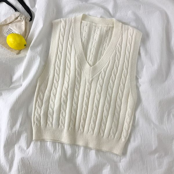 autumn winter sweaters women preppy style casual v neck sleeveless solid color sweet all-match short basic vest for student y201128, White;black
autumn winter sweaters women preppy style casual v neck sleeveless solid color sweet all-match short basic vest for student y201128, White;black