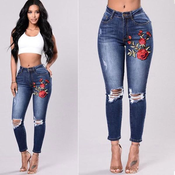 women's jeans cfyh stretch embroidered for women elastic flower female pencil denim pants rose pattern pantalon femme, Blue
women's jeans cfyh stretch embroidered for women elastic flower female pencil denim pants rose pattern pantalon femme, Blue