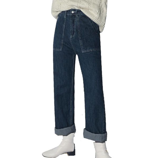 vintage high waist baggy jeans woman big pockets chic long denim jeans pants 2020 korean wide leg for women autumn, Blue
vintage high waist baggy jeans woman big pockets chic long denim jeans pants 2020 korean wide leg for women autumn, Blue