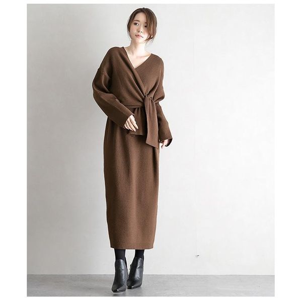 autumn lotte explosion style pure color design sense big tie knit dress women, White;black
autumn lotte explosion style pure color design sense big tie knit dress women, White;black