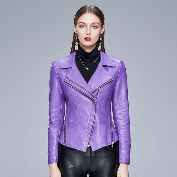 Short leather jacket women's autumn new style small slim slimming lapel locomotive leather jacket top trend, Black
Short leather jacket women's autumn new style small slim slimming lapel locomotive leather jacket top trend, Black