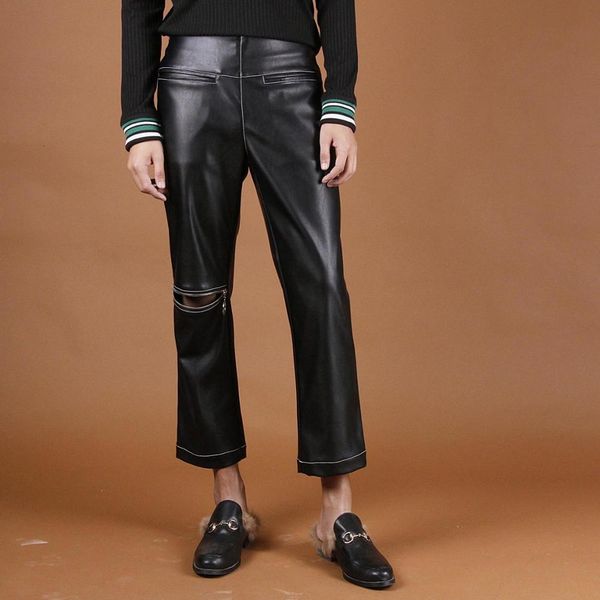 2021 new s-6xl original street wind line waistline brilliant asymmetrical decoration nine straight leg leather pants fall winter. xqem, Black
2021 new s-6xl original street wind line waistline brilliant asymmetrical decoration nine straight leg leather pants fall winter. xqem, Black