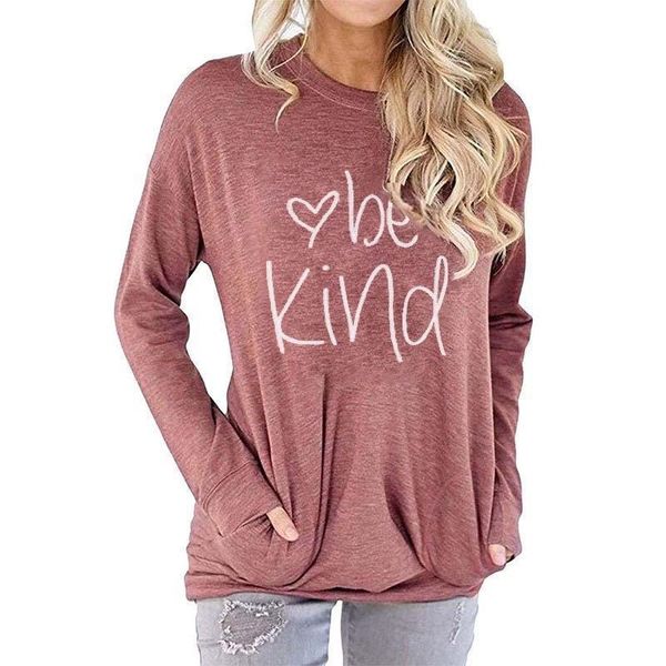 be kind t-shirt autumn winter long sleeve pockets women tshirt cute mom tee for ladies t shirt plus size drop shipping, White
be kind t-shirt autumn winter long sleeve pockets women tshirt cute mom tee for ladies t shirt plus size drop shipping, White