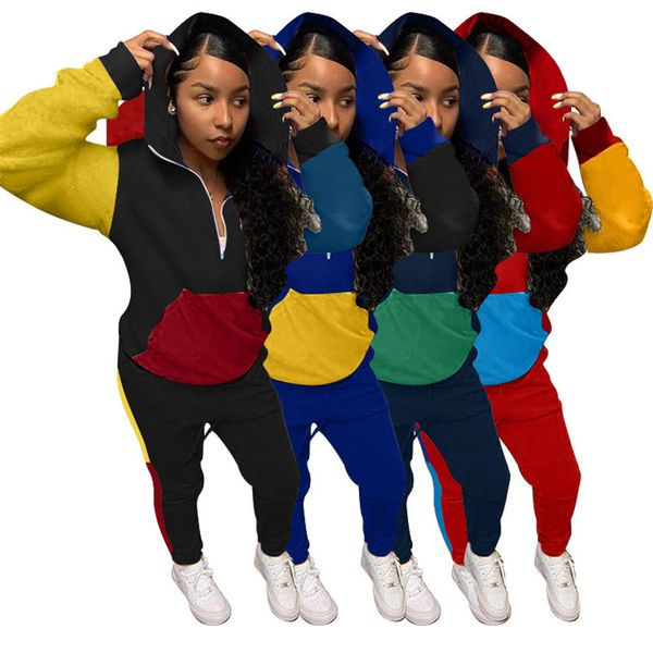mulit colors panelled womens designer tracksuits fashion long sleeve hooded long pants womens 2pcs sets casual females clothing, Gray
mulit colors panelled womens designer tracksuits fashion long sleeve hooded long pants womens 2pcs sets casual females clothing, Gray