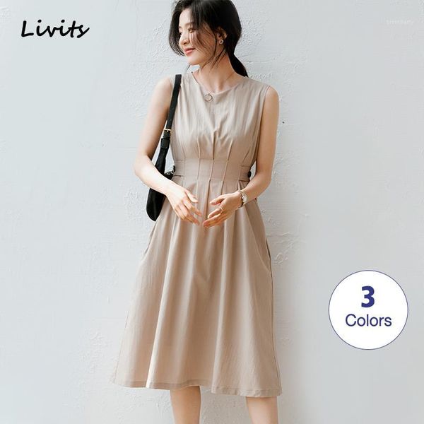 women's dresses french knee-length midi dress round neck sleeveless a-line pleated casual plain for female1, Black;gray
women's dresses french knee-length midi dress round neck sleeveless a-line pleated casual plain for female1, Black;gray