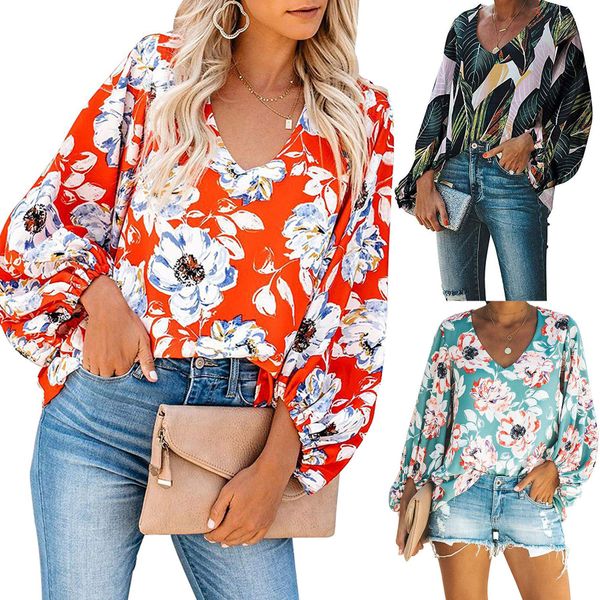2020 new casual printed loose puff sleeves womens popular european and american v-neck long sleeve shirt, White
2020 new casual printed loose puff sleeves womens popular european and american v-neck long sleeve shirt, White