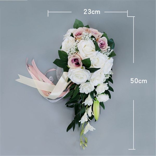 white bride flowers water drop shaped artificial rose ribbon wedding holding bouquet decoration 23*50cm 1 no05m
white bride flowers water drop shaped artificial rose ribbon wedding holding bouquet decoration 23*50cm 1 no05m