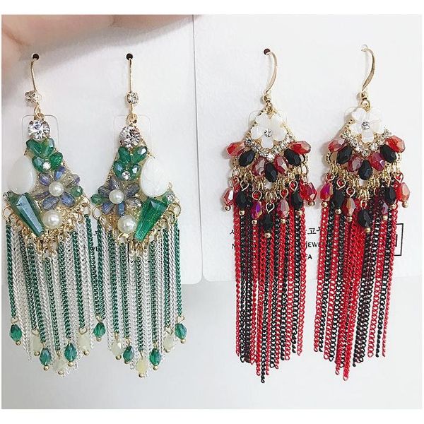 luxury retro long crystal tassel bohemian earrings celebrity style handmade tassel earrings mix jewelry wholes wmttxa whole2019, Silver
luxury retro long crystal tassel bohemian earrings celebrity style handmade tassel earrings mix jewelry wholes wmttxa whole2019, Silver