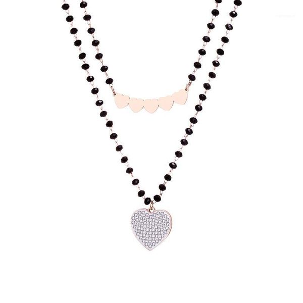shinny crystal heart necklaces for women black beads chain stainless steel double layer chokers necklace boho jewelry accessorie1, Golden;silver
shinny crystal heart necklaces for women black beads chain stainless steel double layer chokers necklace boho jewelry accessorie1, Golden;silver